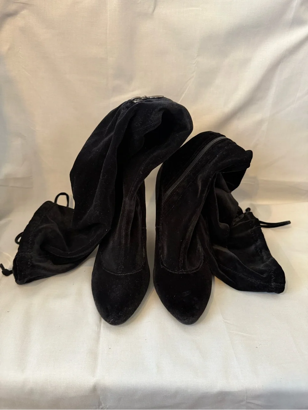 Forever 21 Black Velvet Over-the-Knee Boots